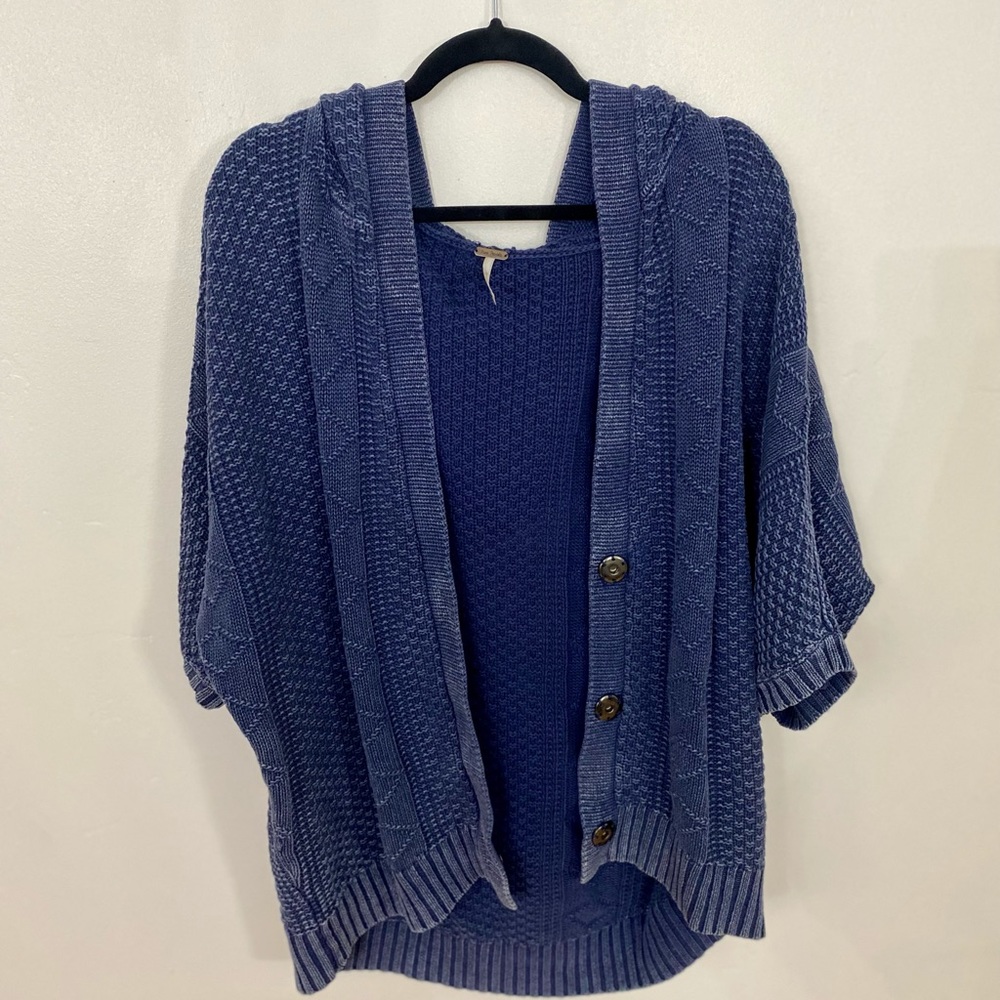 Free People Indigo Cardigan With Hood Size Small